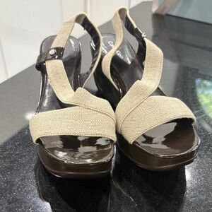 Calvin Klein Beige and Brown Platform Sandals